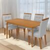Mesa Alegra 120 Cinamomo com 4 Cadeiras Sophia Linho Cinza Prata 206 – JCM MOVELARIA + WM DECOR