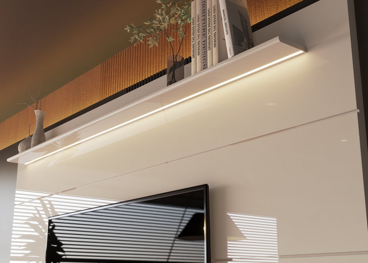 Painel até 75" Bliss + Rack Comodoro 1.8 Off White/Cedro - EDN MÓVEIS - Imagem 5