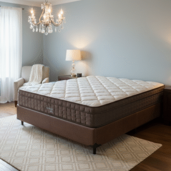Colchão Casal Star One D28/AG D70 + Base Box Simples Corino Marrom – ANJOS COLCHÕES + ALTO NÍVEL CAMAS E COLCHÕES