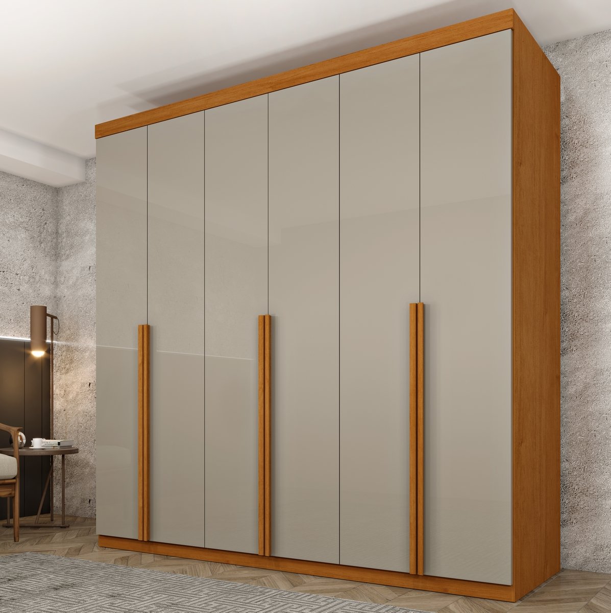 Guarda-Roupa 6 Portas Joinville/Andorra 2,18 m Cinamono/Off White - TCIL