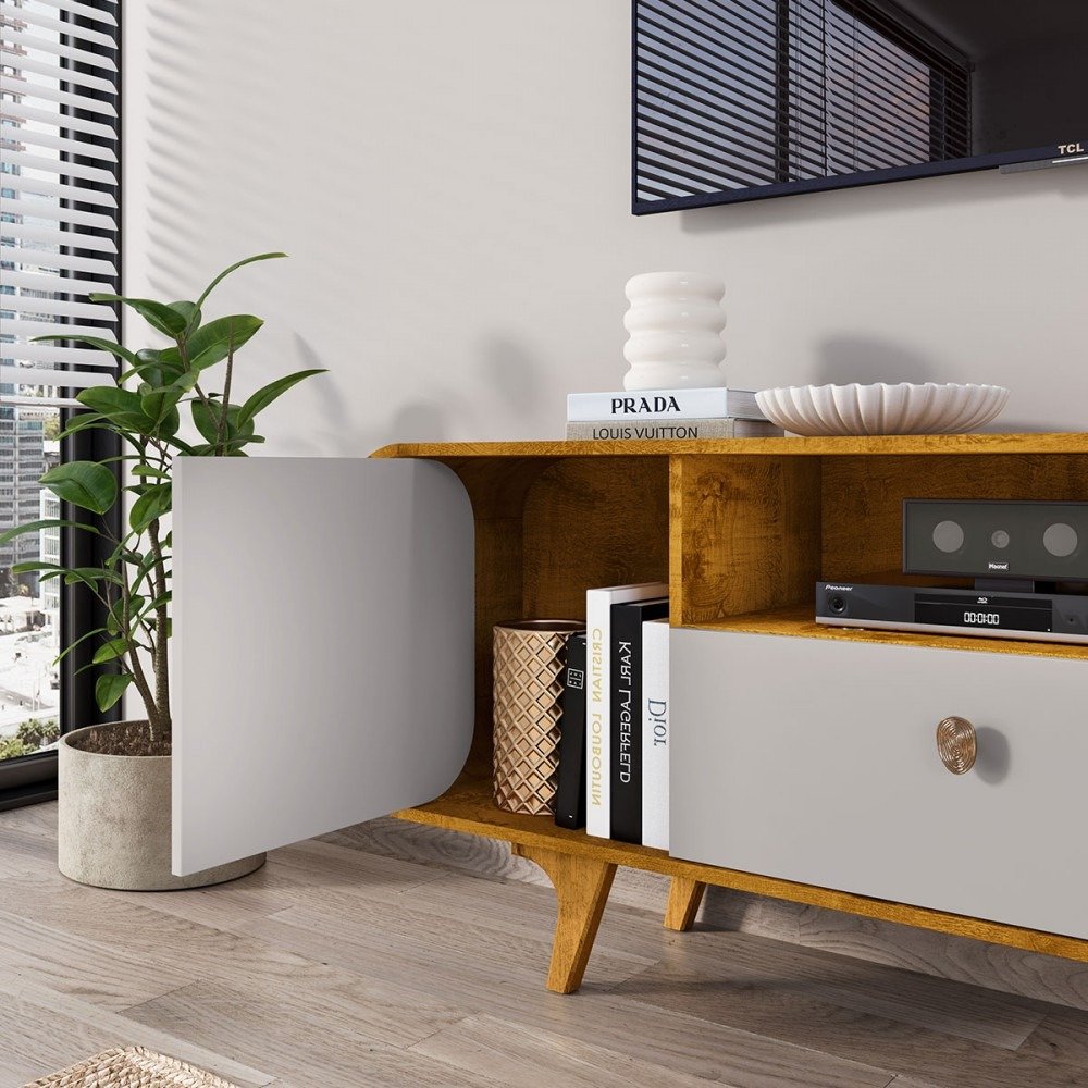 Rack até 75" Noronha Naturale/Off White - BECHARA - Imagem 2