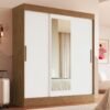 Guarda-Roupa 3 Portas Londres 69000 1,80 m Off White/Nogueira - DORIPEL