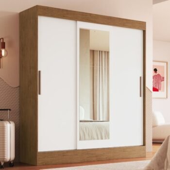 Guarda-Roupa 3 Portas Londres 69000 1,80 m Off White/Nogueira - DORIPEL