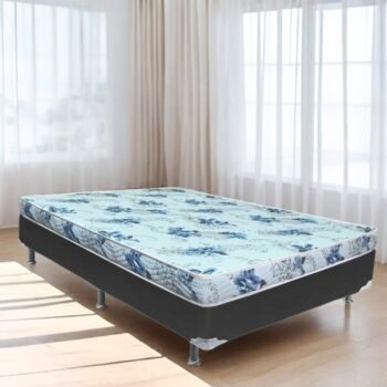 Colchão Casal Dream Soft + Base Box Simples Corino Preto – ORTOBOM + BIOSTAR