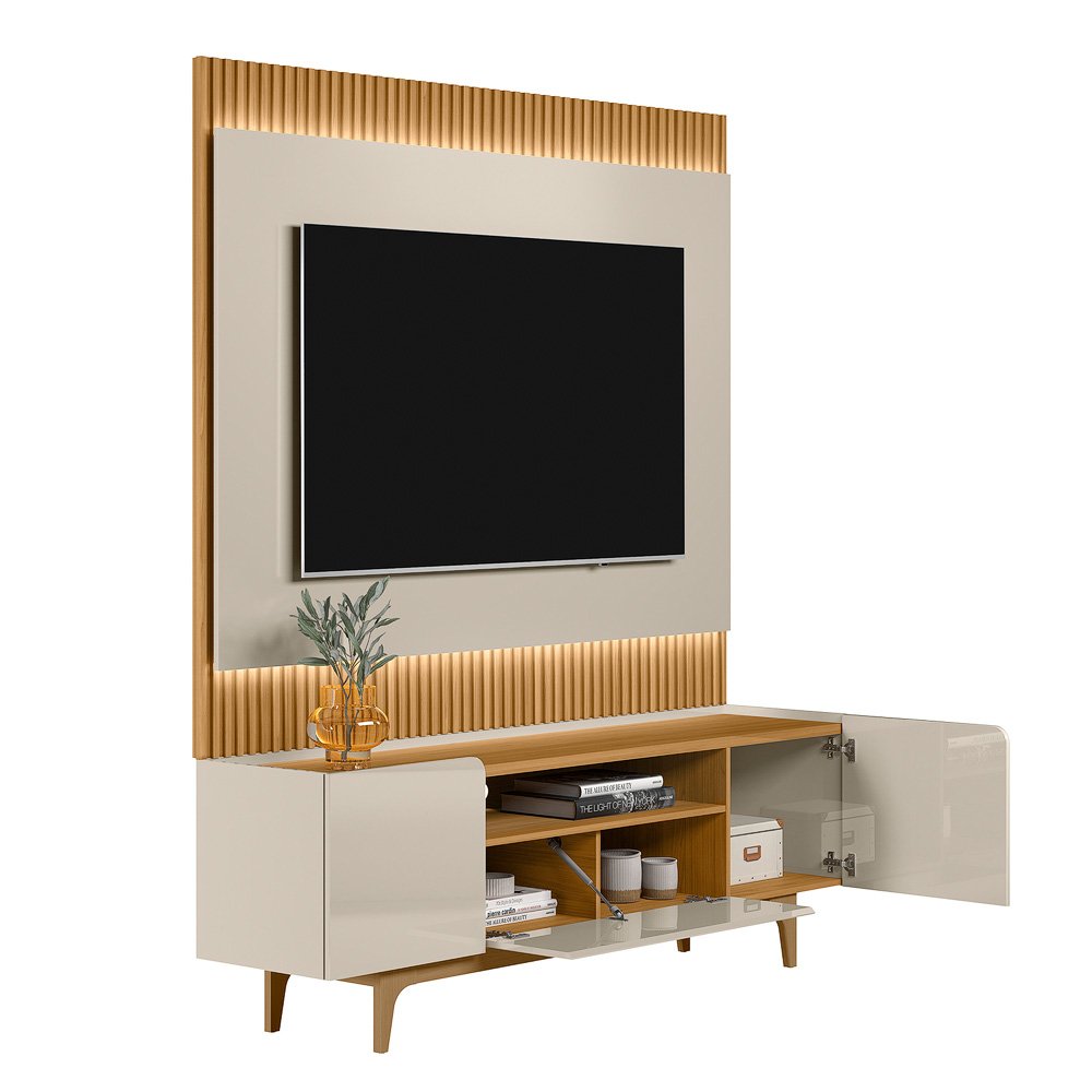 Painel até 70" São Paulo 1.8 + Rack Orlando Tauari/Off White – LINEA BRASIL - Imagem 3