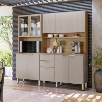 Kit Cozinha Amora 1,98 m Amêndola/Nude Prime TX – DEMÓBILE