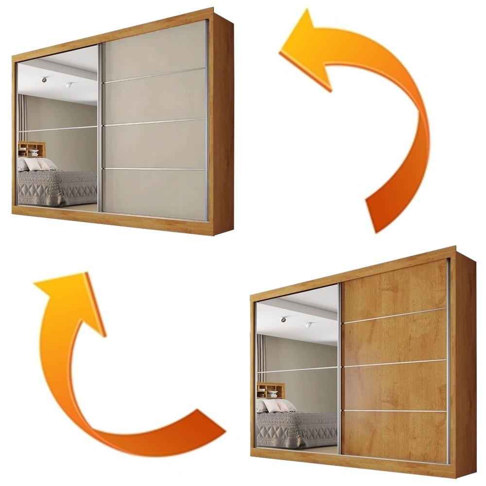 Guarda-Roupa 2 Portas Verona 2,02 m Peroba/Off White/Peroba - MÓVEIS EUROPA - Imagem 2