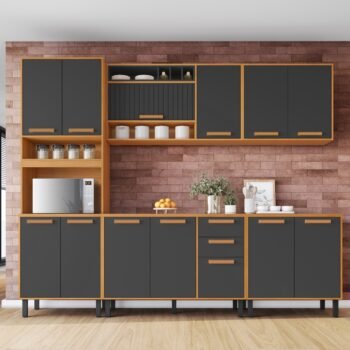 Cozinha Completa Nápoles Cinamono/Grafite - ITATIAIA