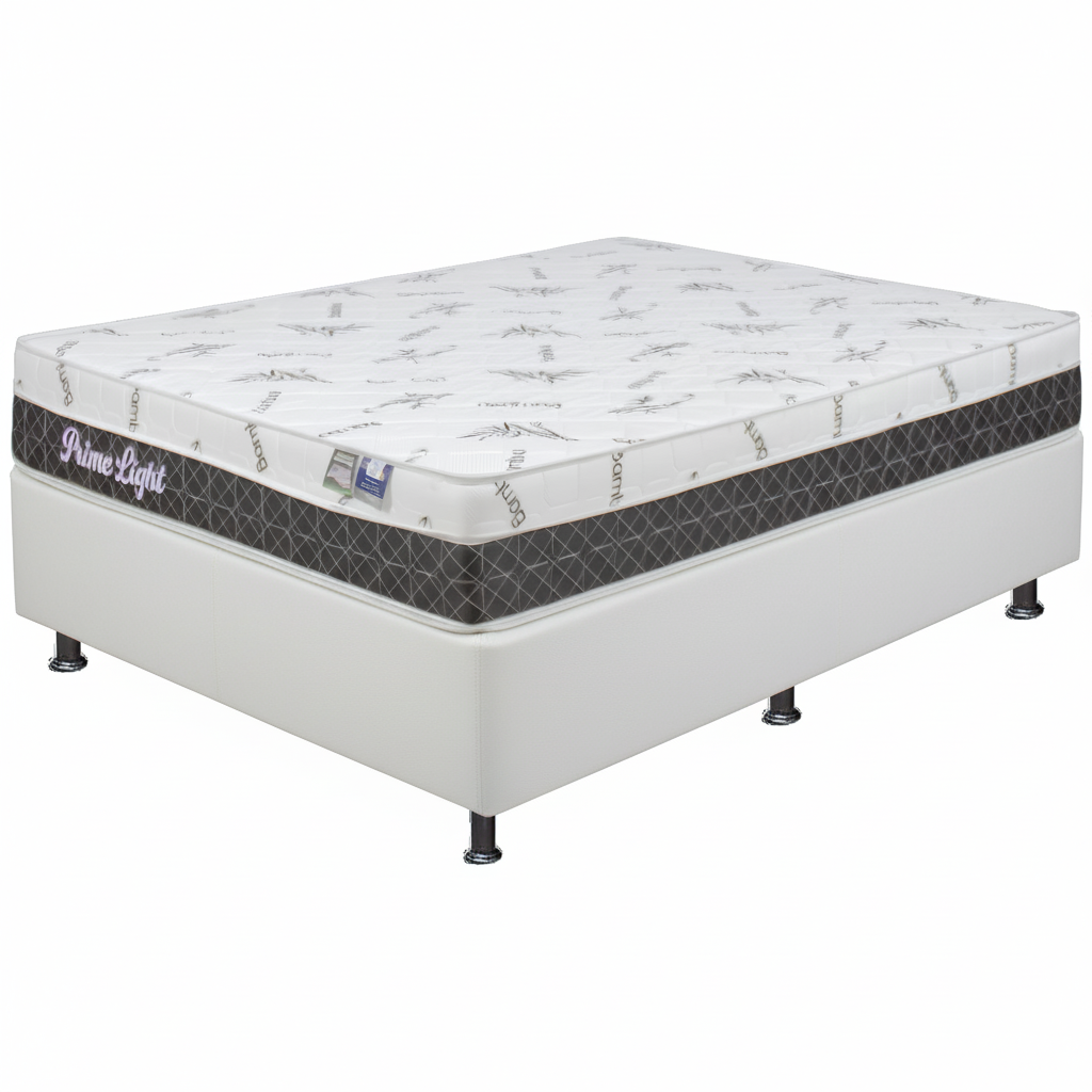Colchão Casal Prime Light 30 cm D28 + Base Box Simples Corino Branco – ORTHOPRIME + ALTO NÍVEL CAMAS E COLCHÕES - Imagem 2