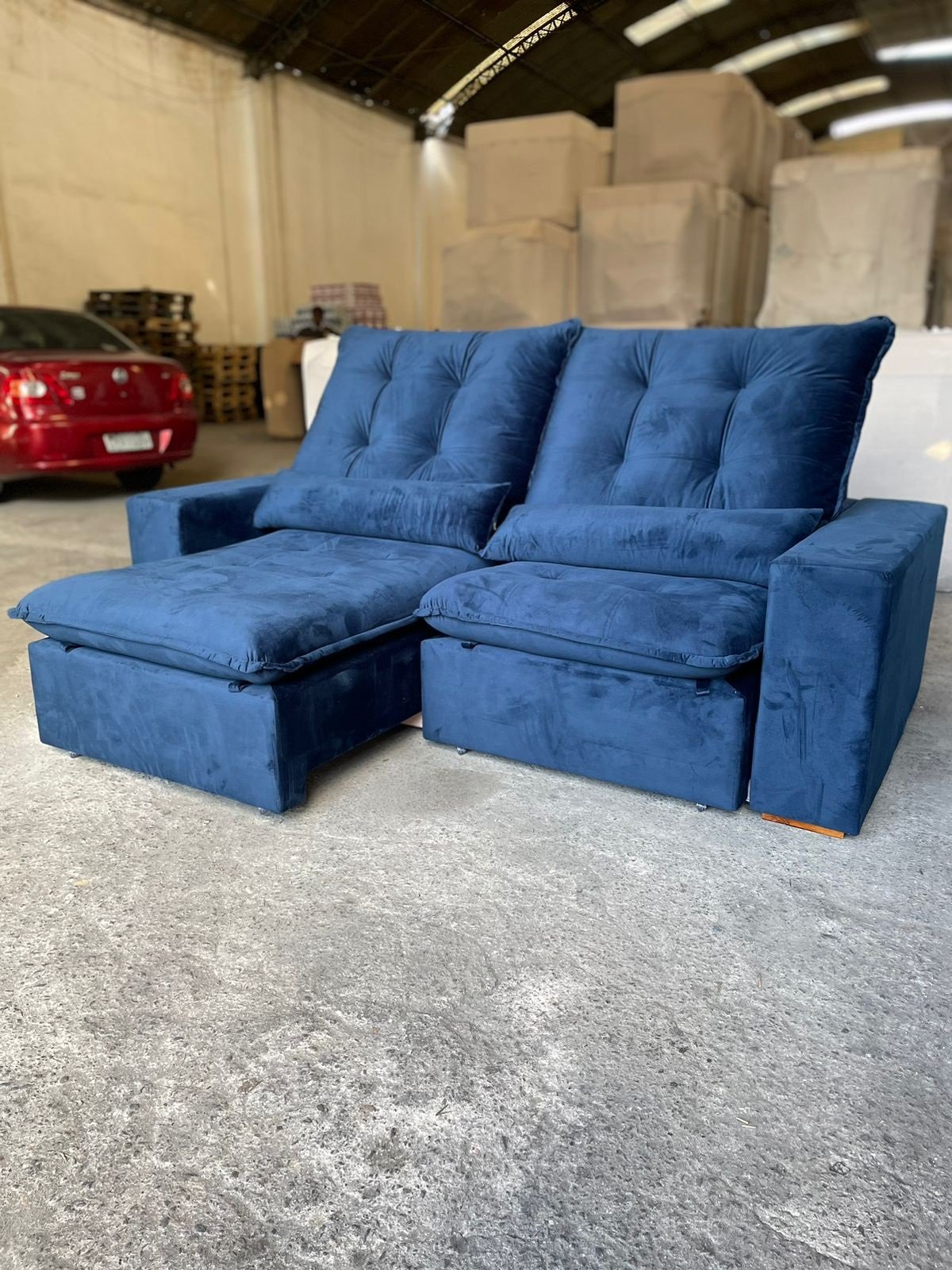 Sofá Retrátil e Reclinável Malu 2,10 m Azul - D'VITRINE ESTOFADOS(PROMOÇÃO) - Imagem 3