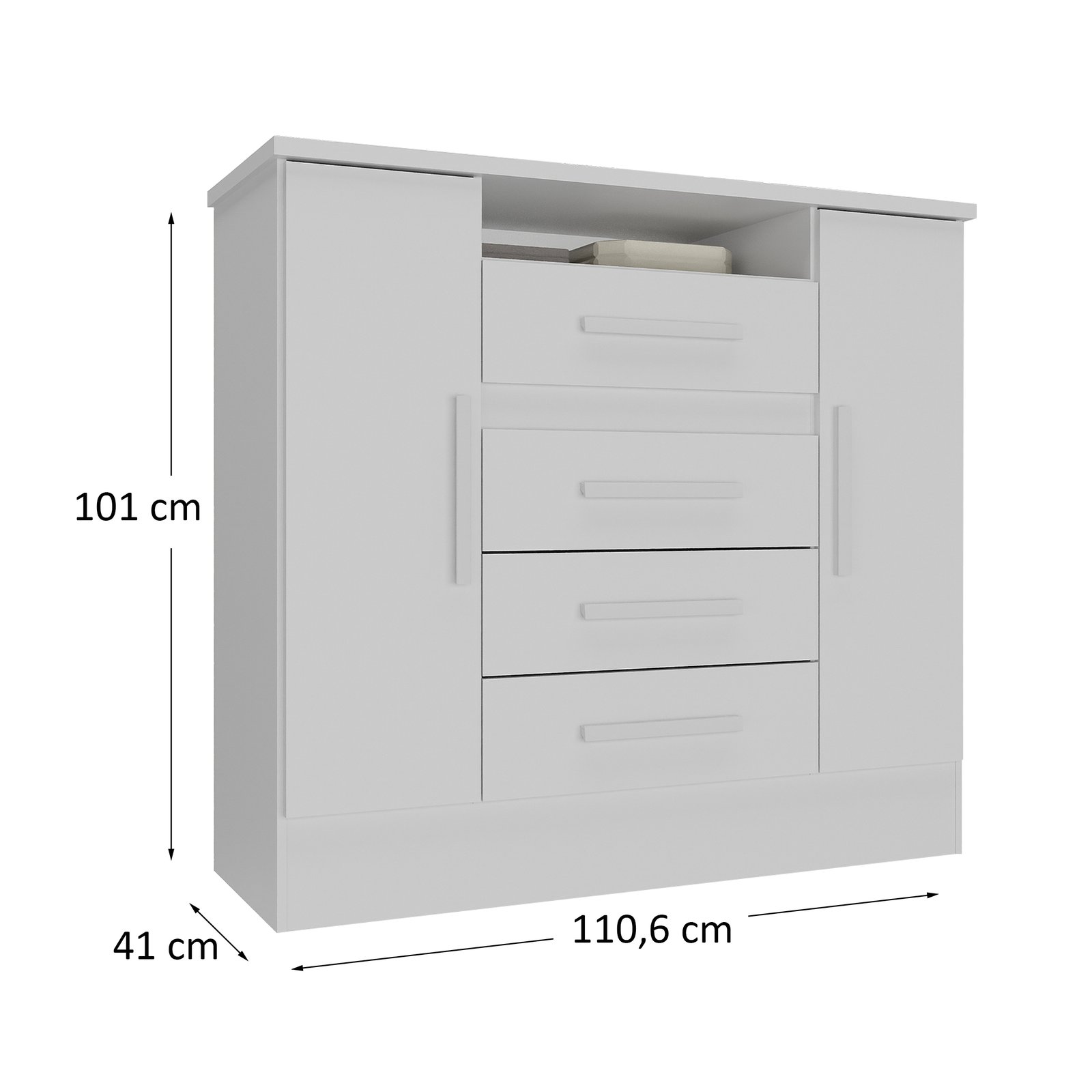 Cômoda 4 Gavetas e 2 Sapateiras Laguna 11CO2430 Branco - RODIAL MÓVEIS - Imagem 4