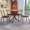 Mesa Creta 0,90 com 4 Cadeiras Malta CMC1078(M088/F090/4C140) Preto/Cinamomo - KAPPESBERG