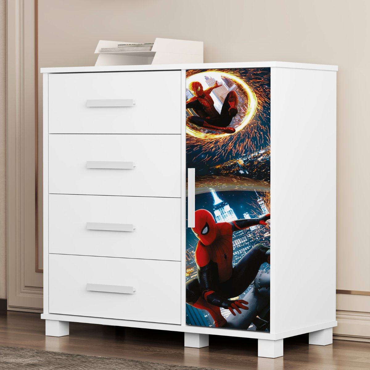 Cômoda 4 Gavetas com Sapateira Lívia (Menino) Homem-Aranha 14 – MADEC/VJ MÓVEIS