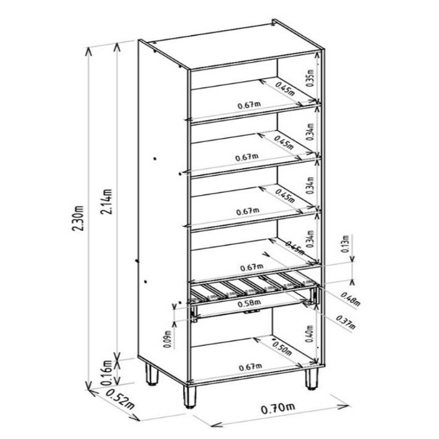 Cristaleira Dupla Allure (Kit com 2) Rodapé Simples Jequitibá/Gris Fosco - LINEA BRASIL - Imagem 6