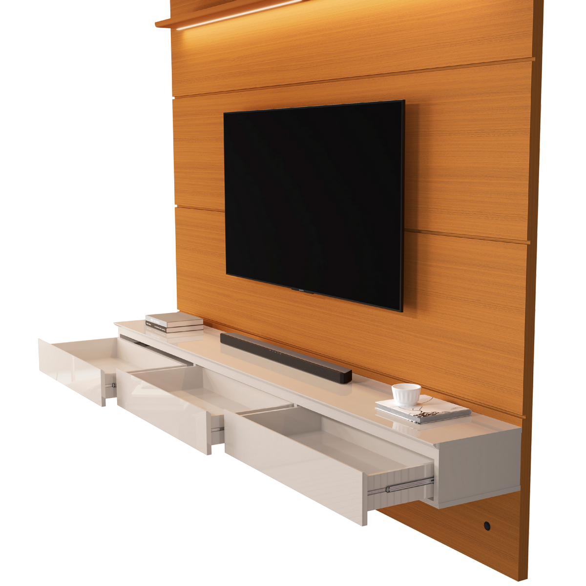 Home Suspenso até 75" Norton 1.8 (Bliss + Aspen) Cedro/Off White - EDN MÓVEIS - Imagem 6