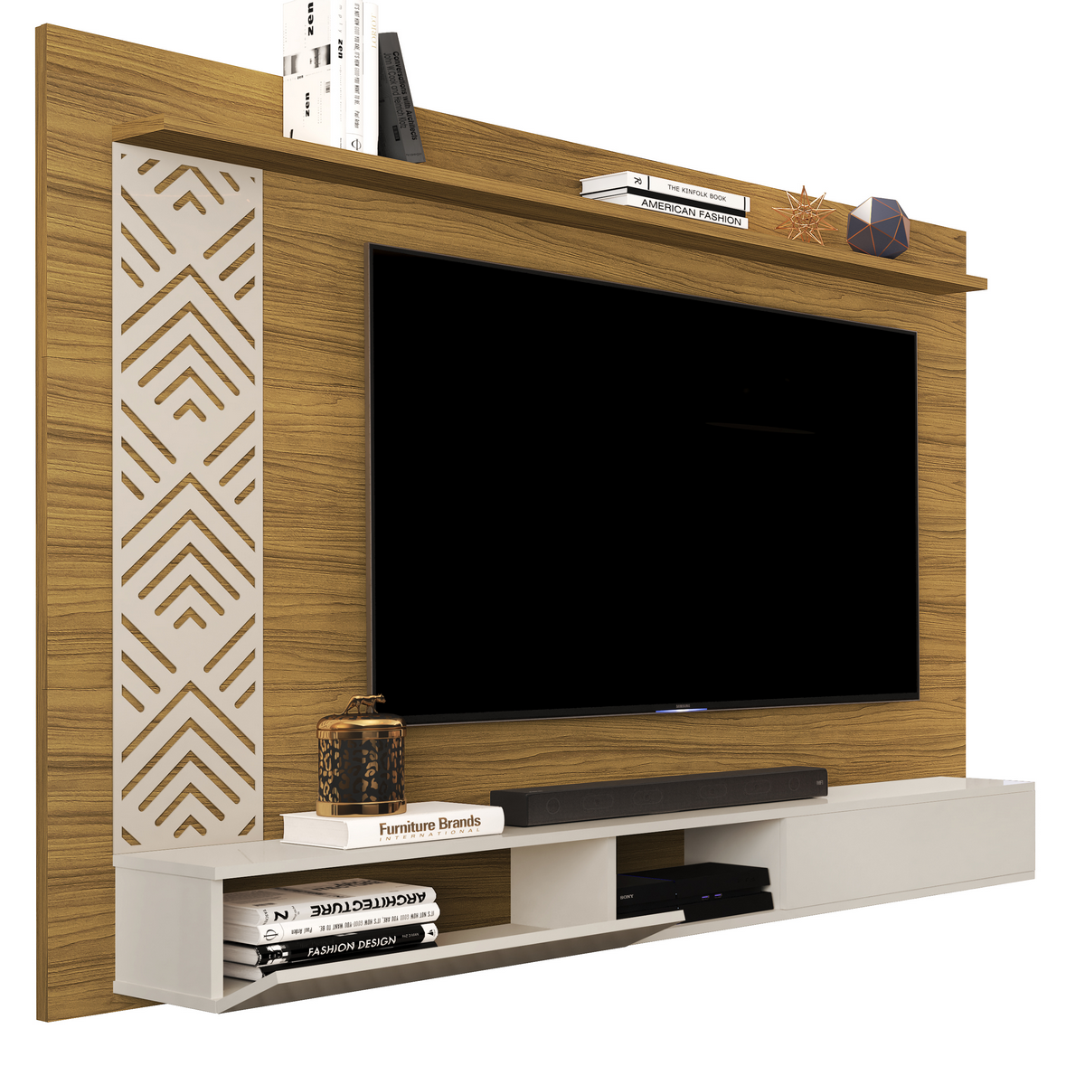 Painel até 60" Roma Nature/Off White - MADEC/VJ MÓVEIS - Imagem 4