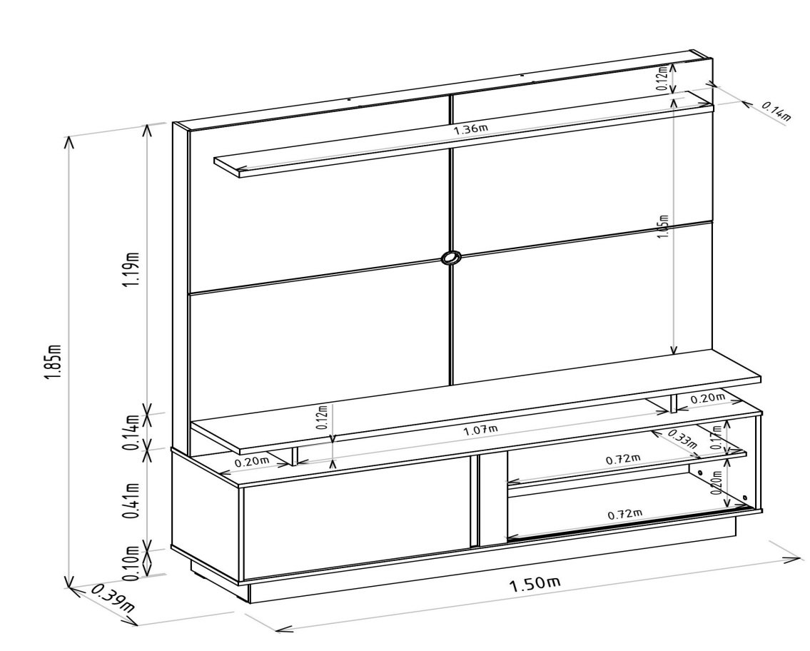 Home até 60" Viena Nature/Off White - LINEA BRASIL - Imagem 2