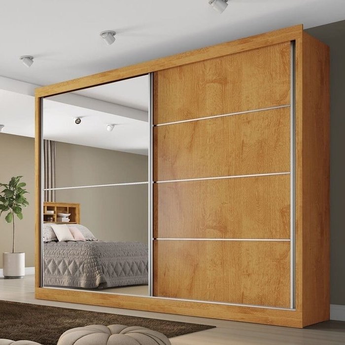 Guarda-Roupa 2 Portas Verona 2,02 m Peroba/Off White/Peroba - MÓVEIS EUROPA - Imagem 4