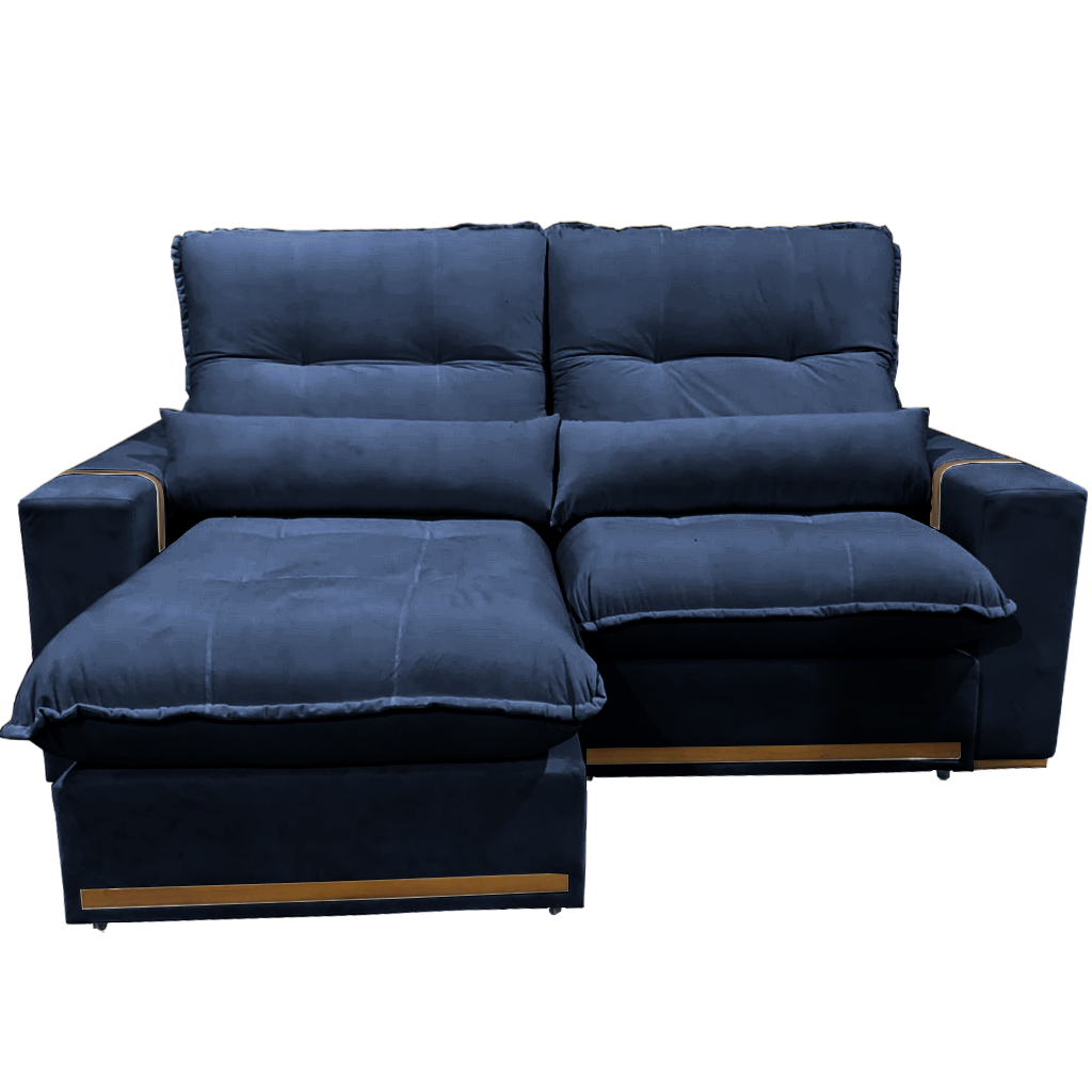 Sofá Retrátil e Reclinável Hórus 2,00 m Veludo Azul 104 - ZARAT ESTOFADOS - Imagem 2