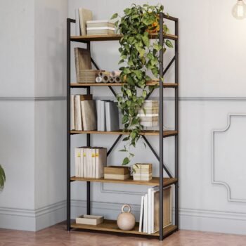 Estante Alta 5 Prateleiras LI006 Freijó/Preto Fosco - KAPPESBERG