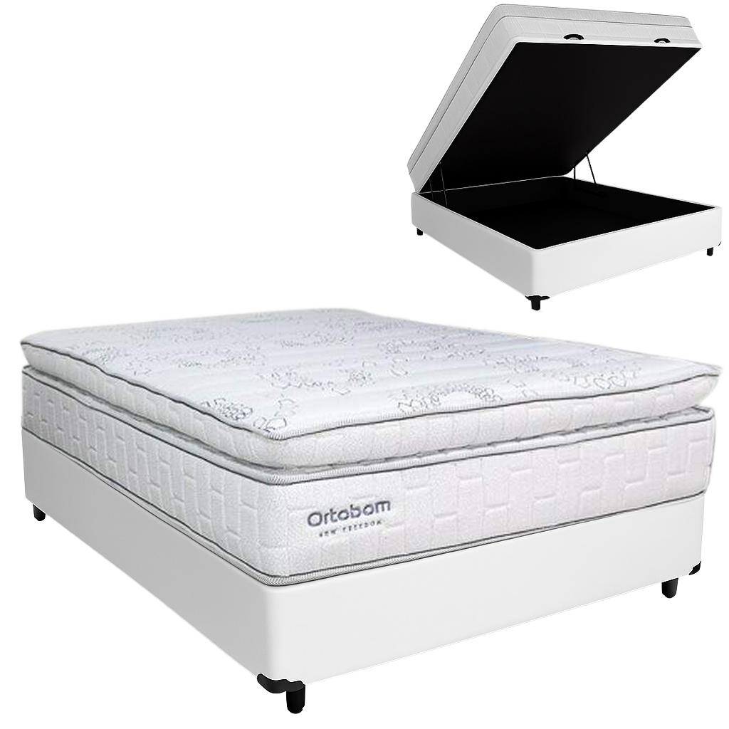 Colchão Casal New Freedom + Base Box Baú Branco – ORTOBOM + BIOSTAR - Imagem 2