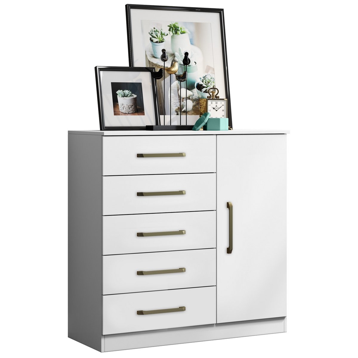 Cômoda 5 Gavetas com Sapateira Milão Branco - ARAMÓVEIS - Imagem 4