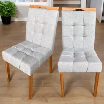 Kit 2 Cadeiras Sophia/Capri Mel/Linho Cinza Prata 206 – WM DECOR