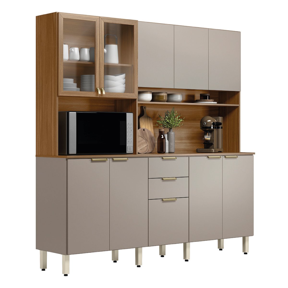 Kit Cozinha Amora 1,98 m Amêndola/Nude Prime TX – DEMÓBILE - Imagem 10