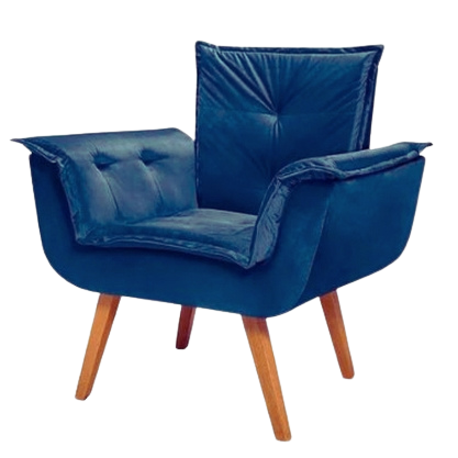 Poltrona Fixa Canadá/Opala Veludo Azul – JP ESTOFADOS - Imagem 3