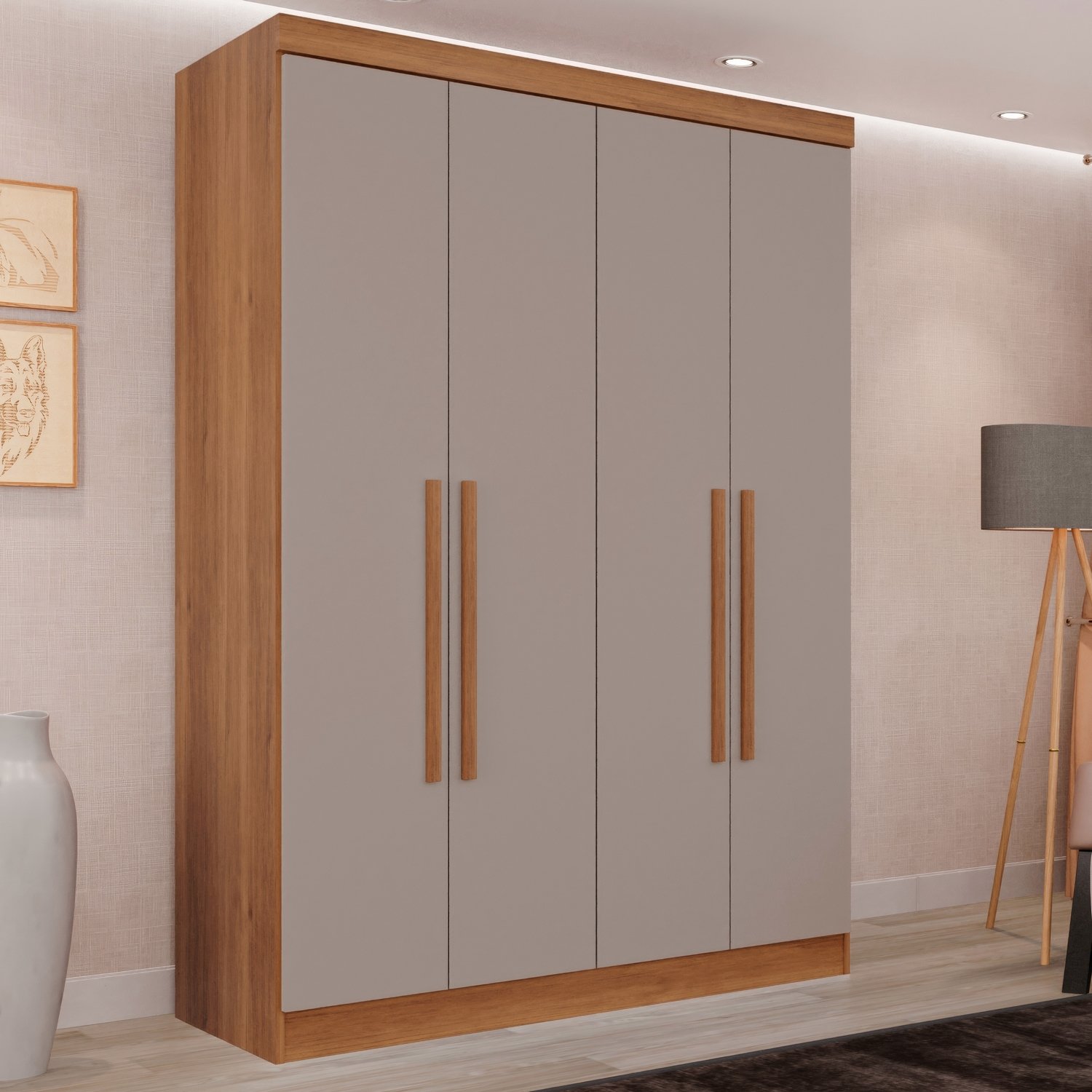 Guarda-roupa 4 Portas Recife 1,21 M Cinamomo/off White - Salleto