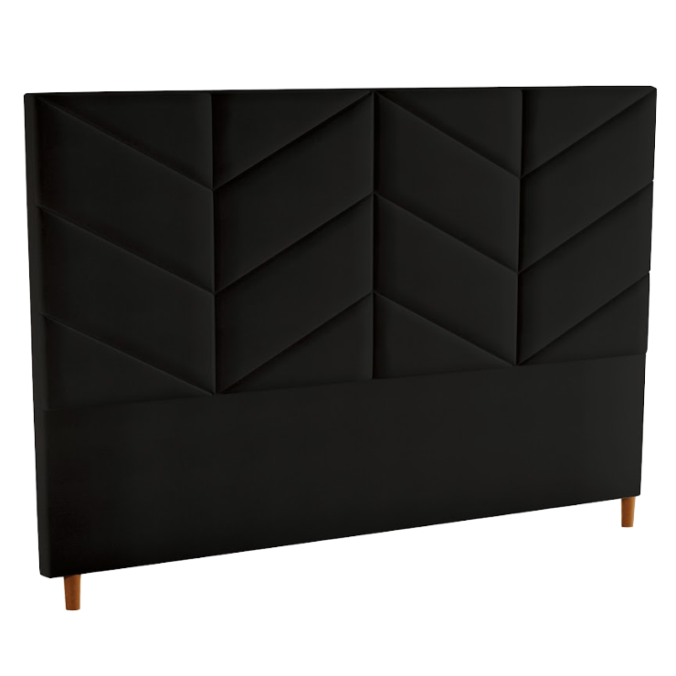 Cabeceira Casal Berlim Veludo Preto B013 - LARMÓVEIS/TREVO ESTOFADOS - Imagem 2