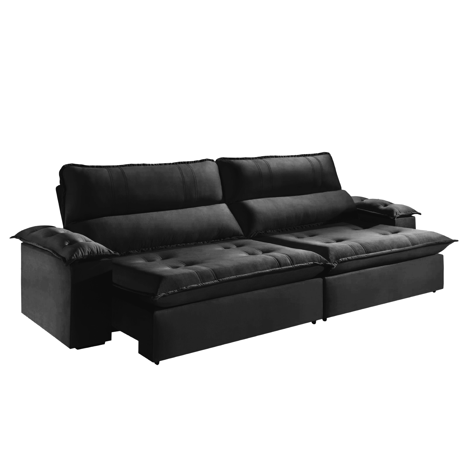 Sofá Retrátil e Reclinável Kiara 2,50 m Veludo Preto 111 - ZARAT ESTOFADOS - Imagem 2