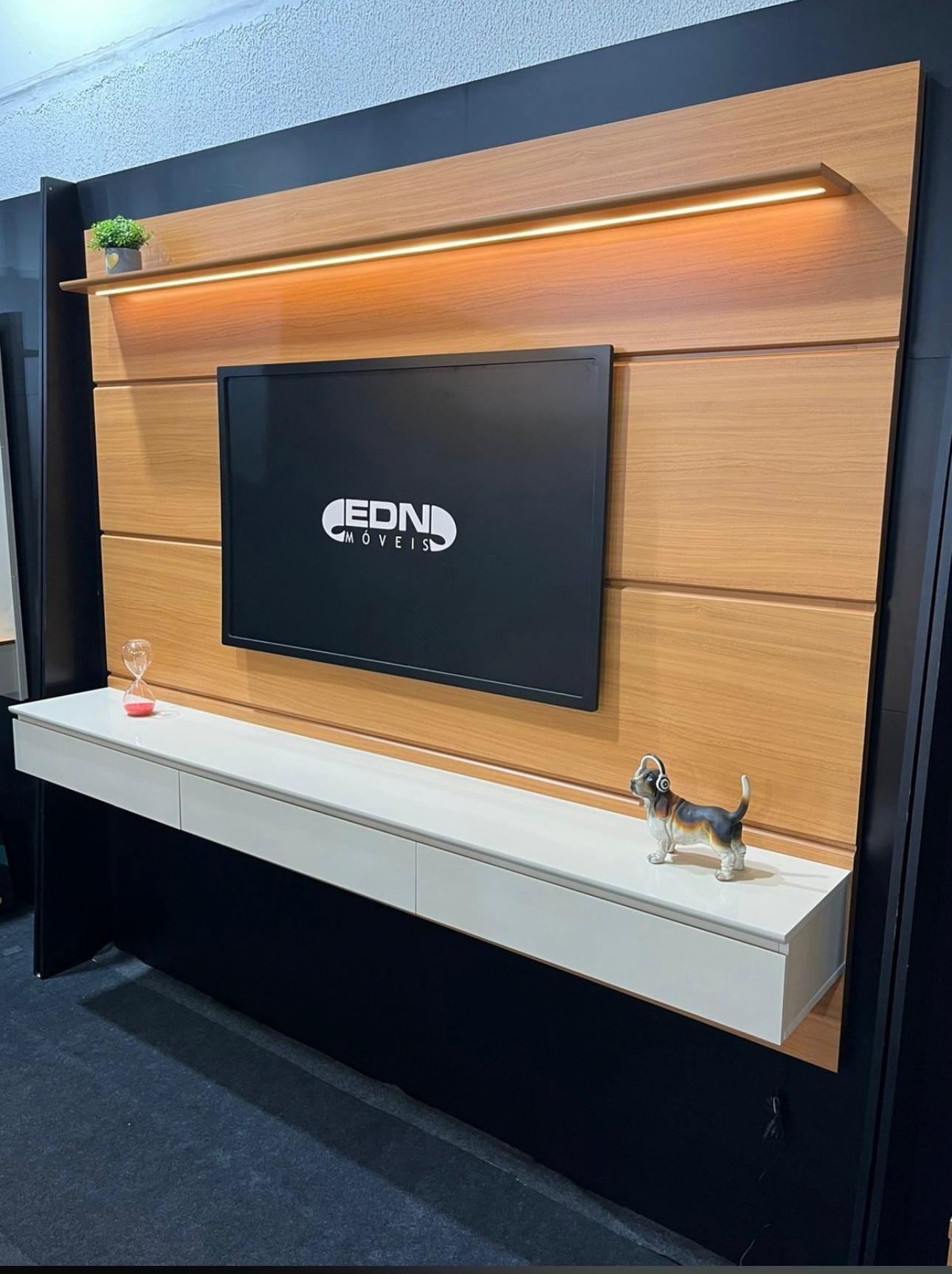 Home Suspenso até 75" Norton 1.8 (Bliss + Aspen) Cedro/Off White - EDN MÓVEIS - Imagem 2