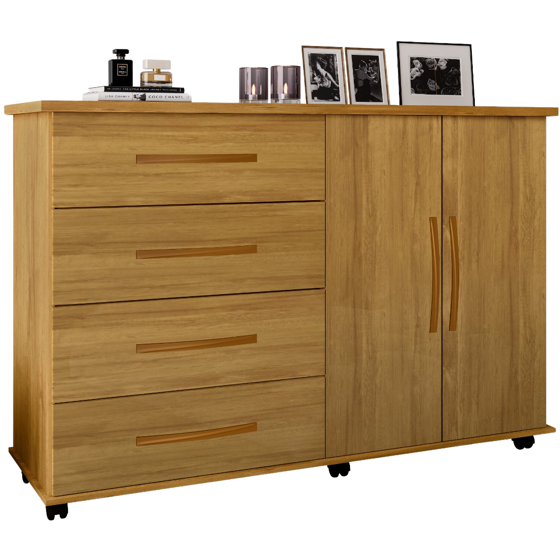 Cômoda 4 Gavetas com Sapateira Dupla Bali Mel - MÓVEIS PRIMUS - Imagem 2