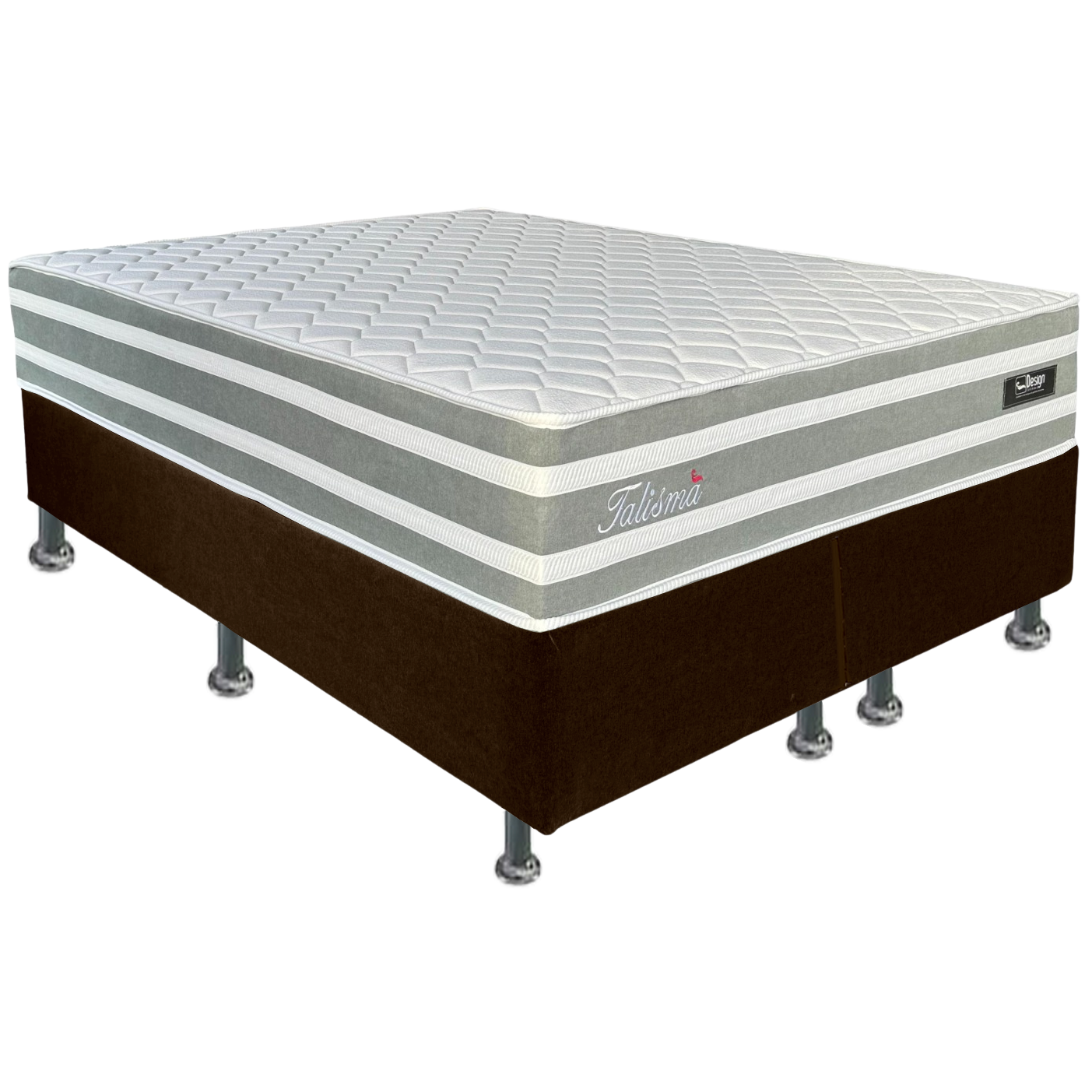 Colchão Queen Talismã D28 + Base Box Simples Corino Marrom – DESIGN COLCHÕES + ALTO NÍVEL CAMAS E COLCHÕES - Imagem 2