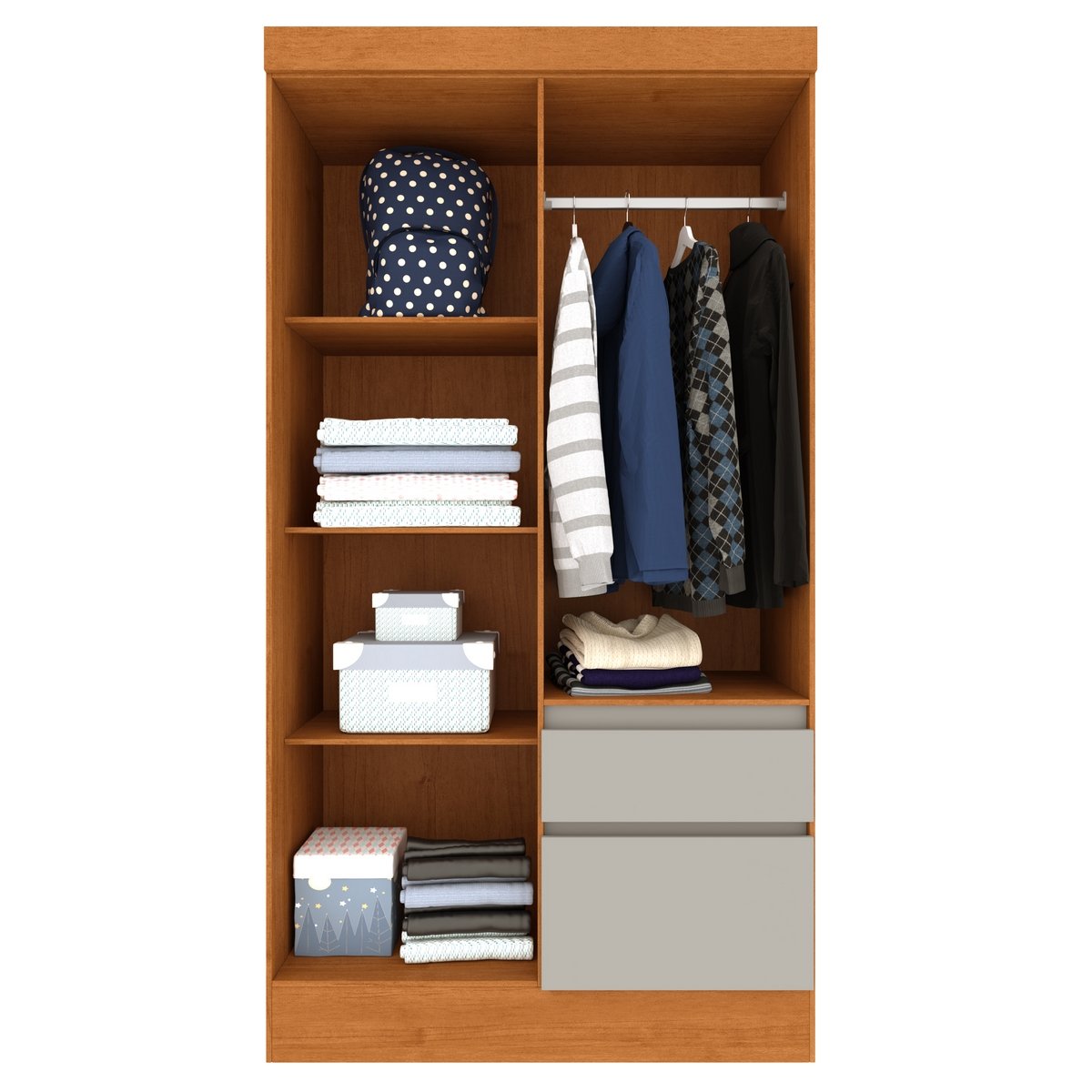 Guarda-Roupa 4 Portas Oregon/Belize 1,08 m Cinamono/Off White - TCIL - Imagem 2