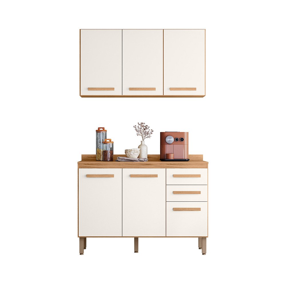 Combo Intenza Amore 1,20 m Freijó/Off White Cristal - NICIOLI - Imagem 2