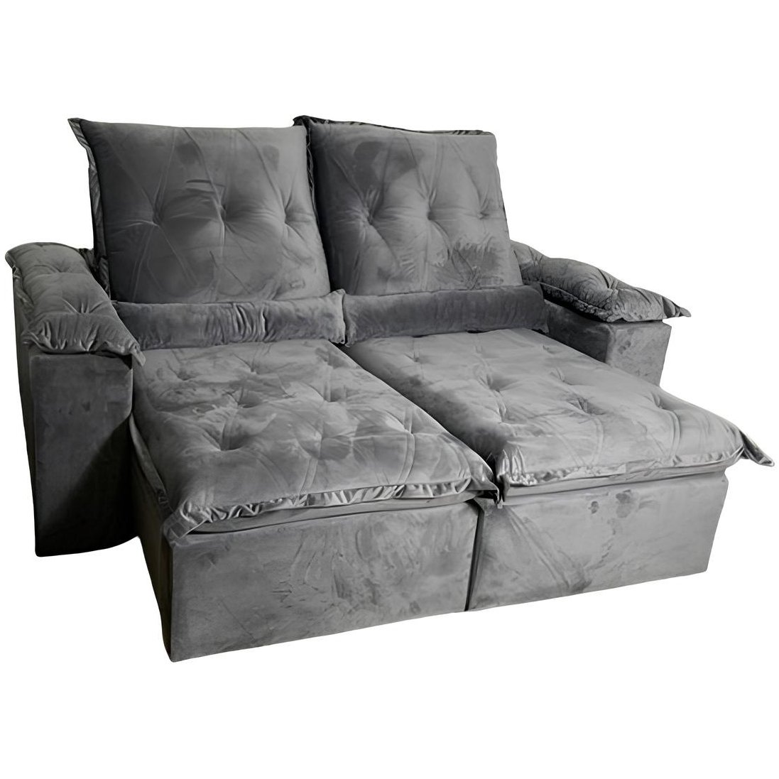 Sofá Retrátil e Reclinável Londrina 2,30 Veludo Cinza Grafite - IMPÉRIO ESTOFADOS(PROMOÇÃO) - Imagem 2