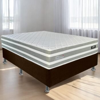 Colchão Casal Talismã D28 + Base Box Simples Corino Marrom – DESIGN COLCHÕES + ALTO NÍVEL CAMAS E COLCHÕES