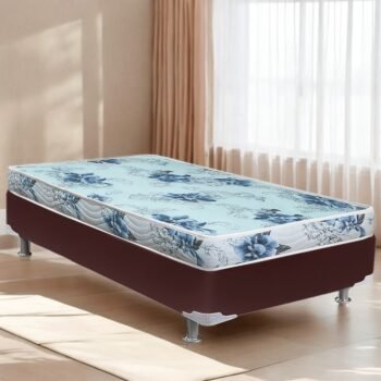 Colchão Solteiro Dream Soft + Base Box Simples Corino Marrom – ORTOBOM + ALTO NÍVEL CAMAS E COLCHÕES