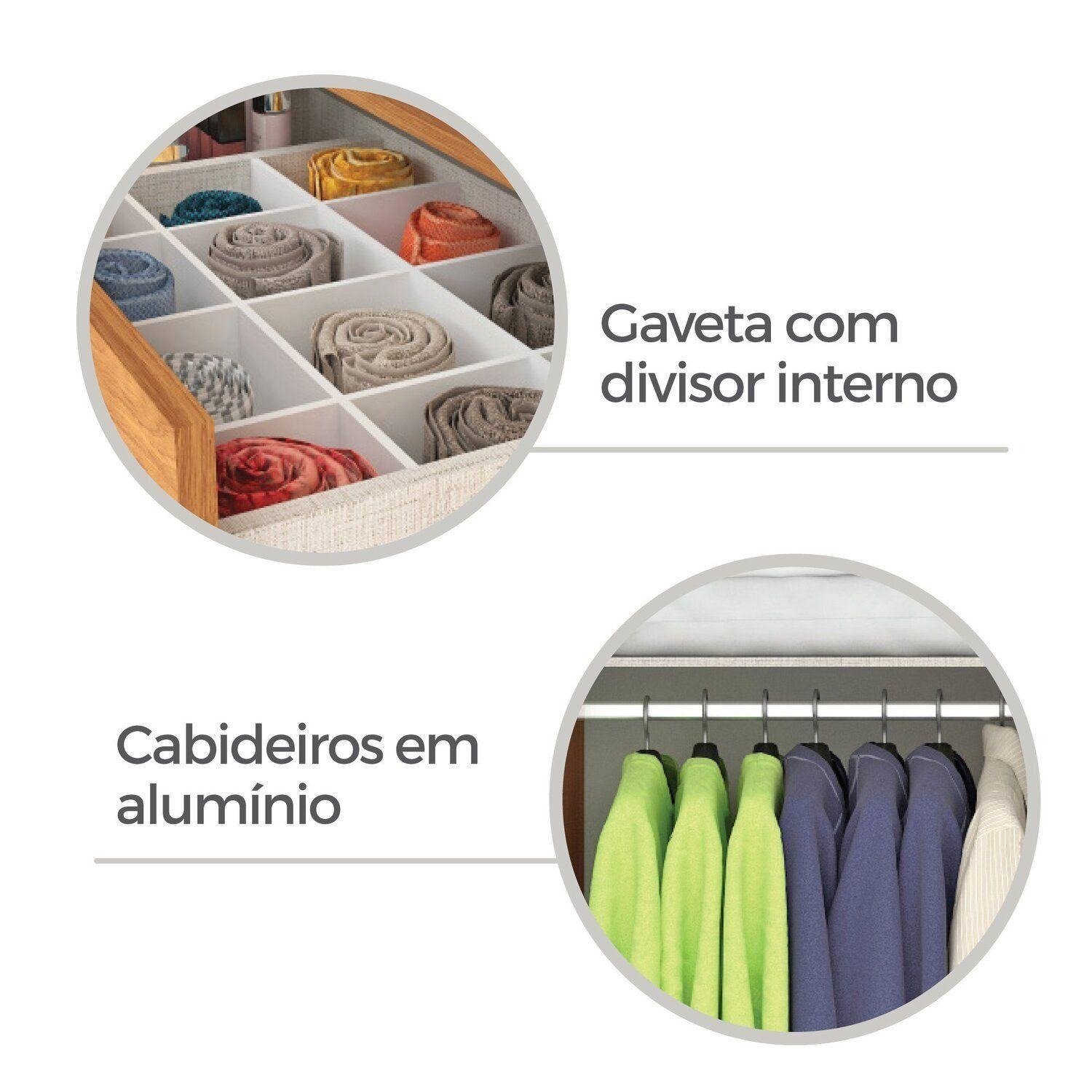 Guarda-Roupa 3 Portas Toronto RP1930 2,00 m Cinamomo/Off White/Cinamomo - FELLICCI - Imagem 13