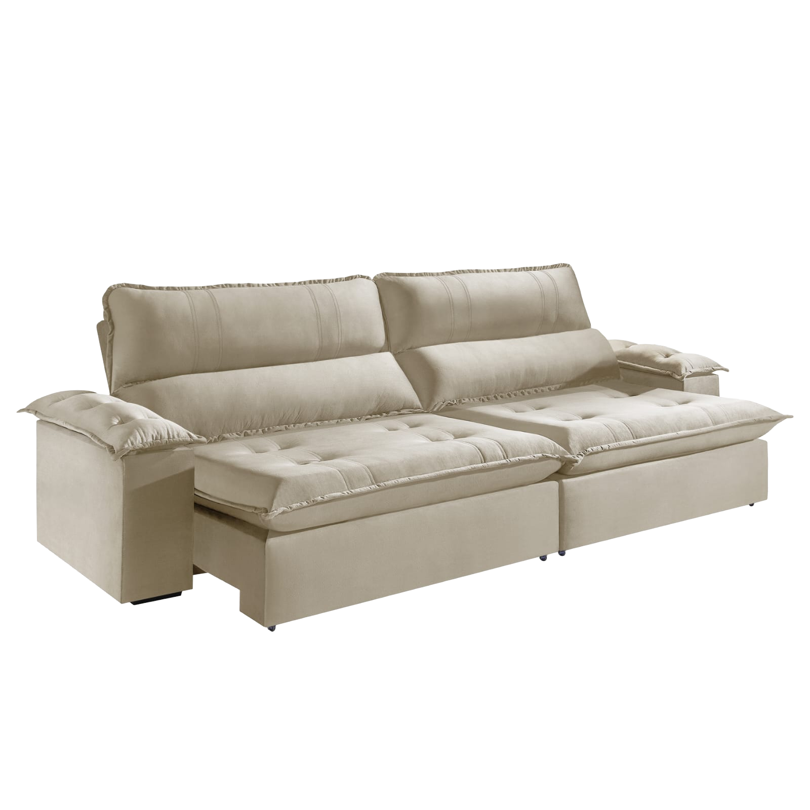 Sofá Retrátil e Reclinável Kiara 2,50 m Veludo Bege 106 - ZARAT ESTOFADOS - Imagem 2