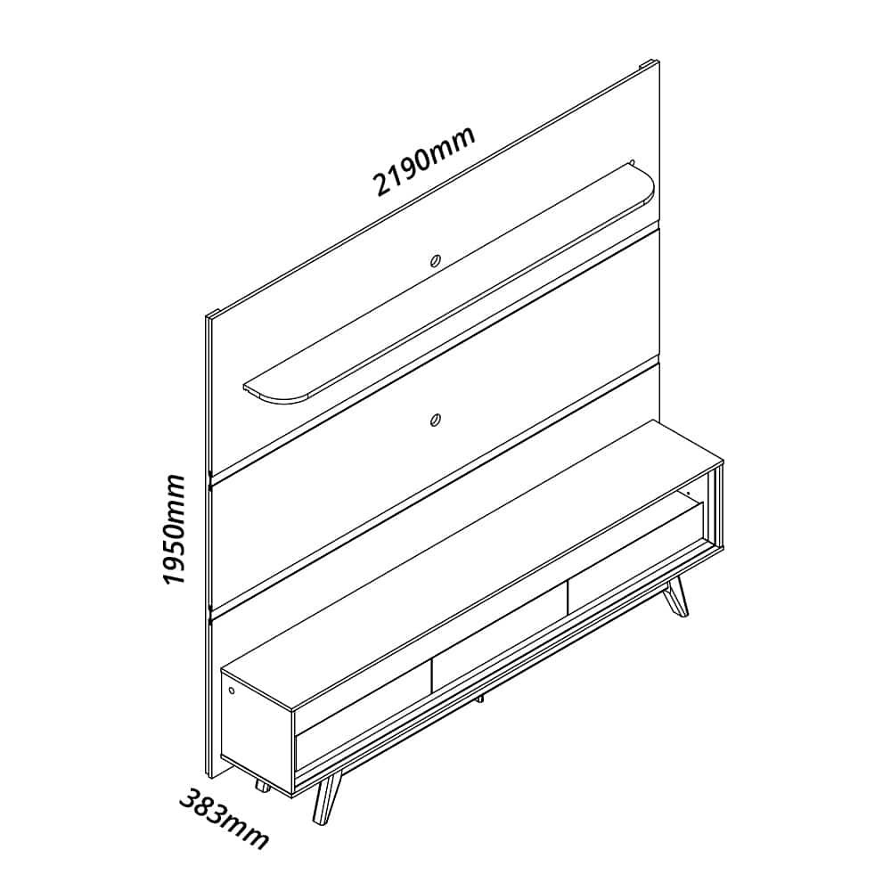 Painel até 85″ Royal 220 Off White + Rack Requinte 212 Naturale/Off White - GELIUS - Imagem 3