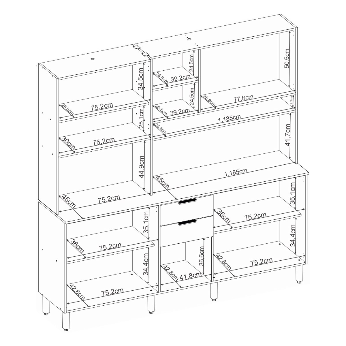 Kit Cozinha Amora 1,98 m Amêndola/Nude Prime TX – DEMÓBILE - Imagem 8