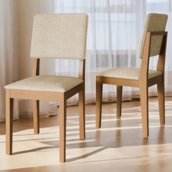 Kit 2 Cadeiras Pérola Imbuia/Linho Bege - DOBUÊ MOVELARIA