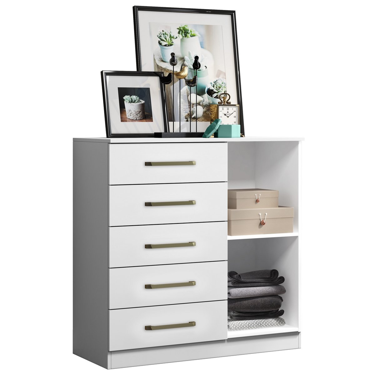 Cômoda 5 Gavetas com Sapateira Milão Branco - ARAMÓVEIS - Imagem 2