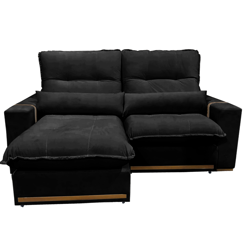 Sofá Retrátil e Reclinável Hórus 2,00 m Veludo Preto 111 - ZARAT ESTOFADOS - Imagem 2