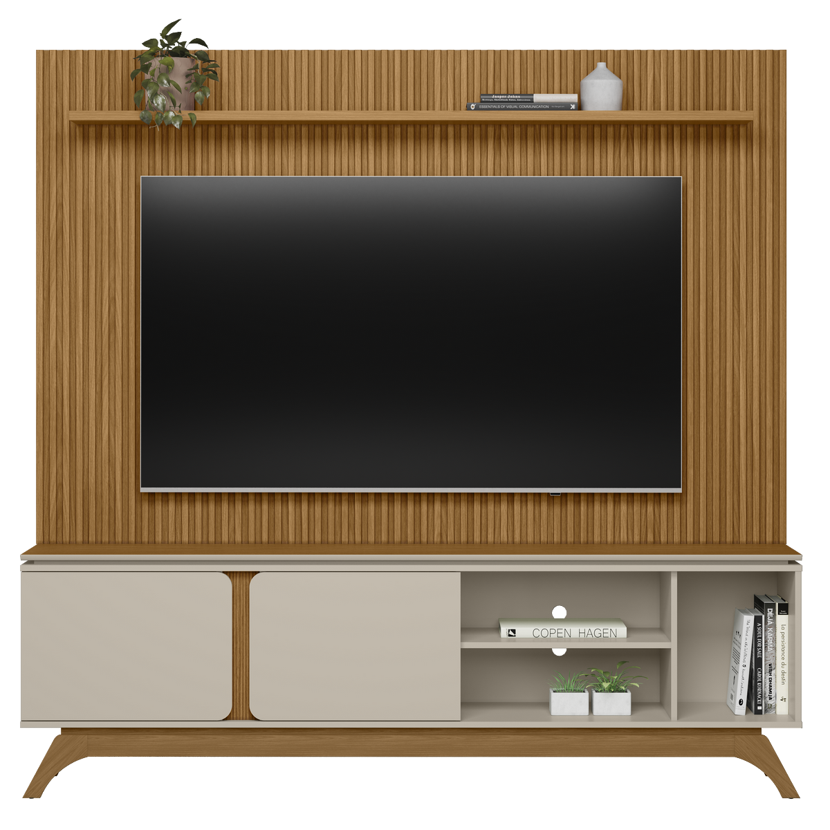 Painel até 75″ Gênova 2.0 Nature + Rack Istambul Nature/Off White – LINEA BRASIL - Imagem 5