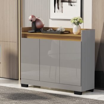 Buffet 3 Portas Real Cinza/Mel - MÓVEIS PRIMUS