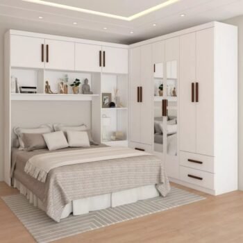 Modulado 4 Portas + Guarda-Roupa 6 Portas Hércules (Com Espelho) Branco - CARIOCA MÓVEIS